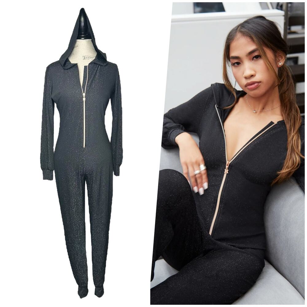 Savage x Fenty | Women | Sleep & Shine Sparkle Hooded Sleep Bodysuit | Small